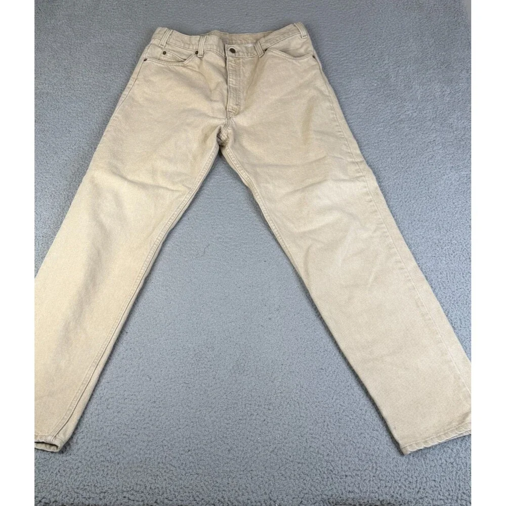 VINTAGE LEVI'S 550 Jeans Mens 38x34 Beige Orange Tab Made USA Pants Streetwear